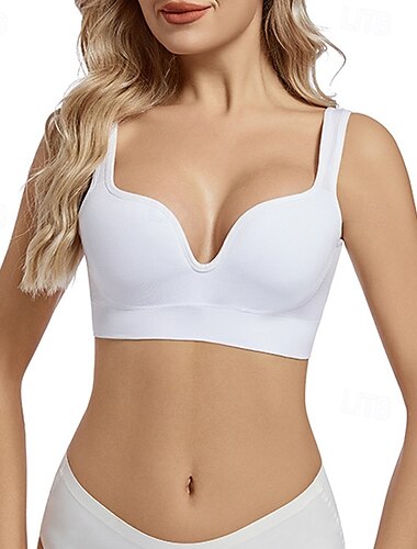  Damen BH-Oberteil Unterwäsche BH-Top Bequem Atmungsaktiv Stoßfest Herausnehmbare Polsterung Drahtlos Einfach Sport Sportkleidung Schwarz Weiß Yoga Fitness Leger