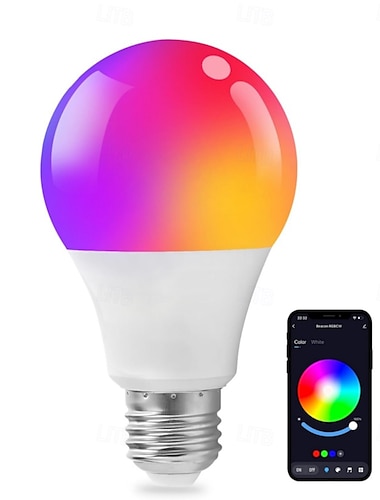  A19 E27 RGB Smart-LED-Lampe – Bluetooth  WiFi Farbwechselnd dimmbar 10W LED-Lampe mit Musik-Sync Funktioniert mit Tuya APP