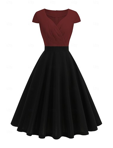  Elegant 1950er Vintage-Kleid Knielang Kleid A-Linie Kleid Teekleid A-Linie Damen Weihnachten Karneval Neujahr Heimkehr Alltagstauglich Junggesellinnenabschiedsparty Erwachsene Abschlussballkleider