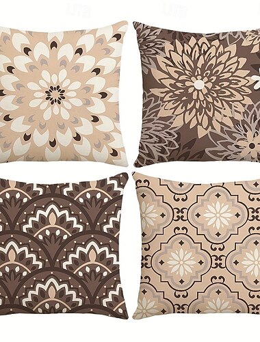  Florale dekorative Wurfkissenbezüge 4er Set weiche quadratische Couchkissenbezüge für Bauernhaus Schlafzimmer Wohnzimmer Sofa Stuhl
