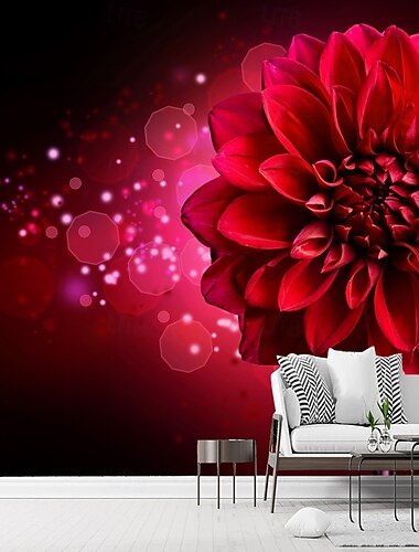  Lotus Golden 3D Tapete Wohnkultur Wandmalerei Rolle Abziehen und Kleben Abnehmbare PVC/Vinyl Material Selbstklebend/Kleber erforderlich Wanddekoration für Wohnzimmer