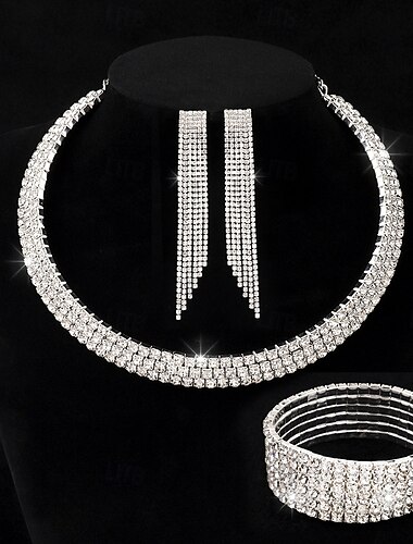  Brud Smyckeset 1 Legering 1 Armband Örhängen Dekorativa Halsband Dam Stylish Lyx Koreanska Gulligt Fint Glädje Geometrisk Smyckeset Till Festkvällskläder Gåva