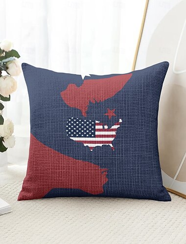  Amerikansk Vintage Dekorativa kastkuddar Överdrag 1PC Mjukt fyrkantigt soffkuddöverdrag Kuddöverdrag för sovrum Vardagsrum Soffa Stol 4 juli Självständighetsdagen