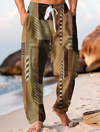  Herren Hose Hosen Schlabberhose Freizeithose Weite Hosen Farbblock Patchwork Outdoor Urlaub Festtage Hawaiianisch Brautkleider schlicht Blau Orange Unelastisch