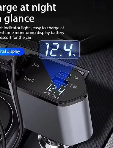  Autoladegerät-Adapter 120 W Schnellladung USB Typ C Schnellladekabel mit einziehbaren Kabeln passend für iPhone 16/15/14/13/12 Samsung