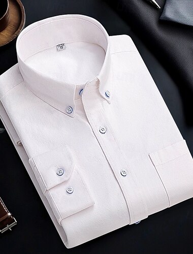  Herren Oberhemd Hemd Oxford Hemd Bügelfreies Hemd Gestreiftes Hemd Kariert / Gestreift / Chevron Hochzeit Büro & Karriere Hellblau Weiß Marineblau Königliches Blau Langarm Hemdkragen Ganzjährig