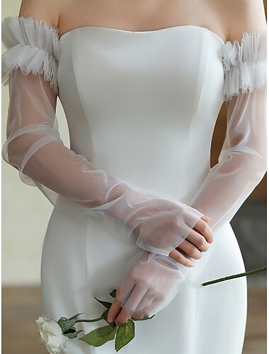  Kant Polslengte Handschoen Elegant / Klassieke Stijl Met Pure Kleur Bruiloft / feesthandschoen