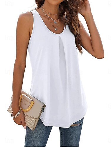  Damen Tank Top Einfach Mode Stilvoll Basic Ärmellos U-Ausschnitt Normale Oberteile Täglich Wochenende Schwarz Weiß Rosa Blau Grün Sommer