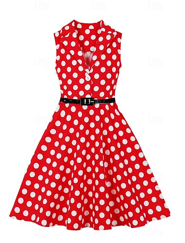  Retro Vintage 1950er Rockabilly Kleid Swing-Kleid Tupfen Mädchen Karneval Maskerade Alltagskleidung Junggesellinnenabschiedsparty Kinder Kleid Abschlussballkleider