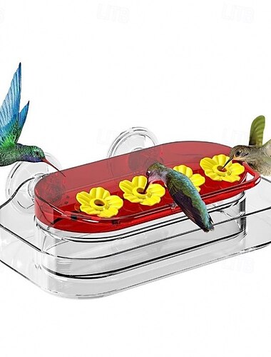  Mangeoire pour colibris, distributeur de nourriture à 4 ports pour fleurs, mangeoire pour colibris à large ouverture, montage sur fenêtre, pour animaux de compagnie, pour les amoureux des oiseaux
