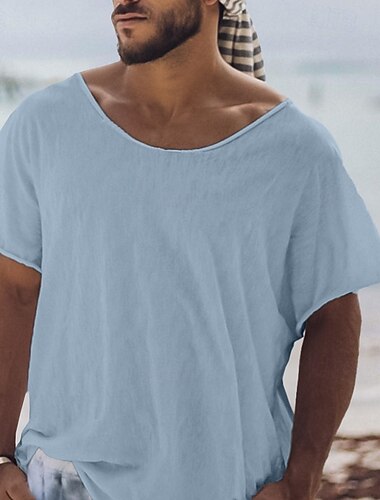  Herren T Shirt Kurzarm Rundhalsausschnitt Frühling & Sommer Einfach Mode Lässig Bequem Rohkante Straße Ferien Strand Schwarz Weiß Leicht Grün Top T-Shirt für Herren