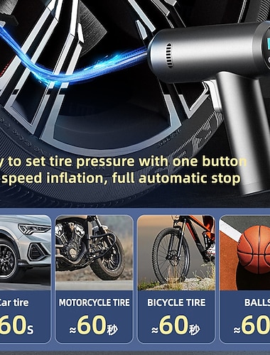  Compresor de aire para inflar neumáticos de coche, portátil, inalámbrico, digital, recargable, compresor de aire para inflar neumáticos de coche