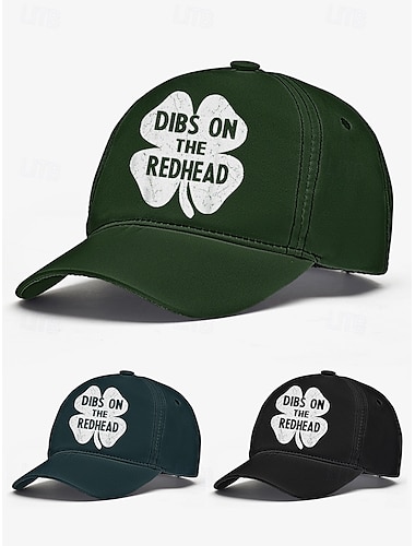  St. Patrick's Day groene honkbalpet - 'Dibs on the Redhead' klavertjevier-ontwerp voor mannen en vrouwen
