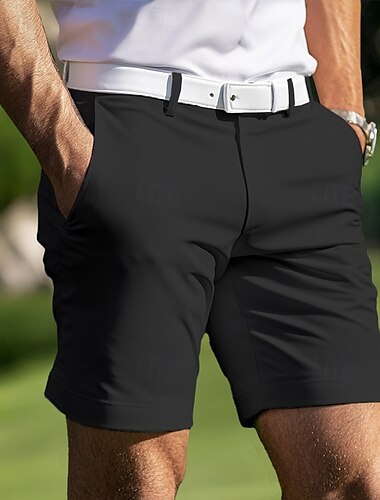  Herren Shorts Kurze Hosen Kleid-Shorts Sommer-Shorts Kurze Golfhosen Tasche Gerade geschnitten Glatt Atmungsaktiv Leichtgewichtig Knielänge Outdoor Täglich Laufen Sport Modisch Schwarz Weiß