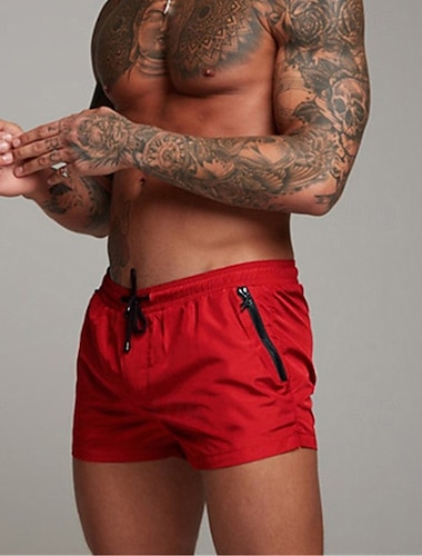  Herren Bademode Surfshorts Badehose Schwimmshorts kurz Surfshorts Unten Kordelzug Mit Taschen Schwimmen Surfen Strand Wassersport Einfarbig Sommer Frühling