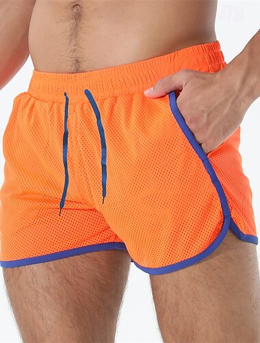  Herren Sportliche Shorts Shorts Laufshorts Turnhose Mesh-Shorts Tasche Kordelzug Elastischer Bund Patchwork Komfort Kurz Sport im Freien Täglich Ausgehen Mode Lässig Schwarz Weiß Mikroelastisch