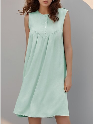  Women's Mini Dress Casual Dress Tank Dress Basic Casual Vacation Daily Regular Fit Plain Sleeveless Crew Neck Green Summer