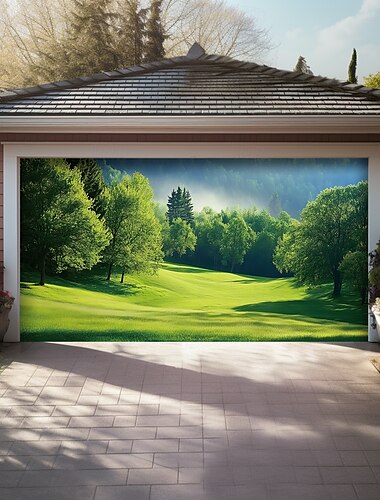  Landschaft Türdekorationen Garagentor Cover Frühlingsfeld Outdoor Banner Großes Hintergrunddekor für das Ferien Outdoor Garagentor Heimwanddekorationen