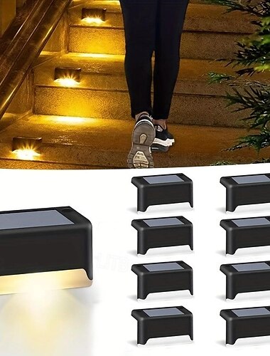  LED Außenwandleuchte Solarlampen 8 Stück Solar-Deckleuchten für den Außenbereich, Treppenhausleuchten, Zaunleuchten, Hof-/Balkon-/Gartenwegleuchten