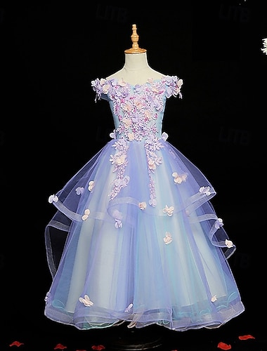  kinderkleidung Mädchen Party Kleid Blume Ärmellos Leistung Geburtstag Gitter Schön Süß Polyester Asymmetrisch abendkleider Schaukelkleid A Linie Kleid Sommer 4-12 Jahre 1 2 3