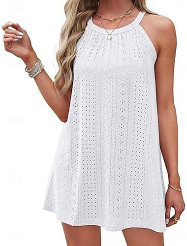  Femme Mini robe robe blanche Robe casual Robe Débardeur basique Décontractées Vacances du quotidien Standard Plein Sans Manches Dos nu Noir Blanche Rose Claire Bleu Ciel Eté