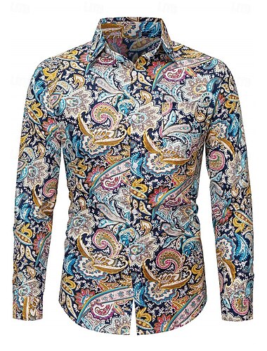 Retro vintage Jaren '70 Hemd Hippie Paisley Voor heren Feest Alledaagse kleding Prideparade Volwassenen Hemd