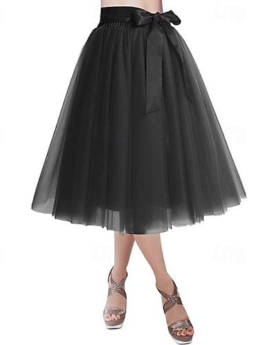  1950s Princesa Rockabilly Hasta la Rodilla Enagua Tutu Debajo de la falda Color sólido Mujer Carnaval Mascarada Ropa de fiesta de noche Fiesta de Cóctel Fiesta de Té Adulto Falda