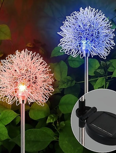  2 stuks buitenzonne-paardenbloem aluminium bol tuinverlichting led landschapsverlichting geen bedrading nodig voor binnenplaats pad terras bloembed camping vakantie feest decoratie