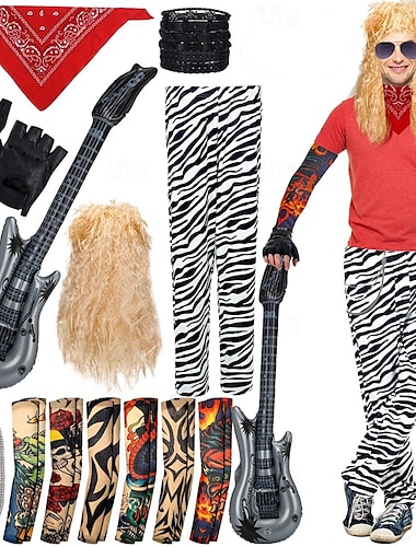  Retro Vintage 1980er schick Cosplay Kostüm Outfits Cosplay Perücken Popstar Rocker Herren Damen Maskerade Party Pride Parade Pride-Monat Erwachsene Hose Ärmel Handschuh