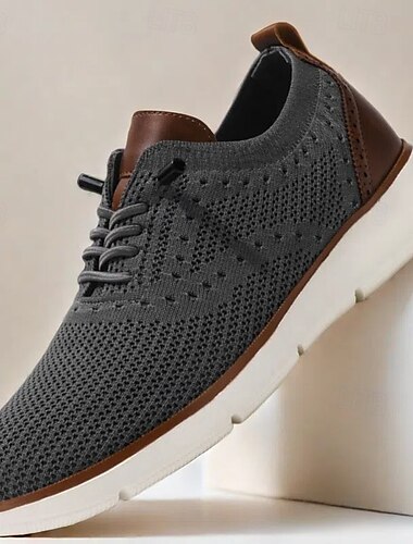  Atmungsaktive Strick-Sneaker für Herren mit Kunstlederakzenten – stylische, leichte Sportschuhe für die Freizeit und den Komfort im Alltag