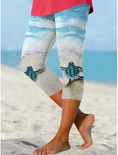  Dames Leggings Capri Broeken Hoge Elasticiteit Vakantie Mode Hawaïaanse Enkellengte Midden Taille Bloem Print Thermisch Warm Ademend Zacht Vakantie Casual Dagelijks Donkergrijs Combi Zomer Lente