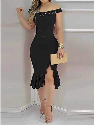  Dámské Midi šaty Elegantní šaty Šaty na rameno Elegantní Bez rukávů Běžný Pevná barva Bez rukávů Pod rameny Černá Světlá růžová Rubínově červená Vodní modrá Léto