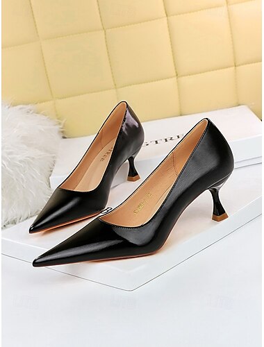  Groene lakleren pumps met puntige neus voor dames – elegante schoenen met kittenhak voor formele gelegenheden en kantoorkleding