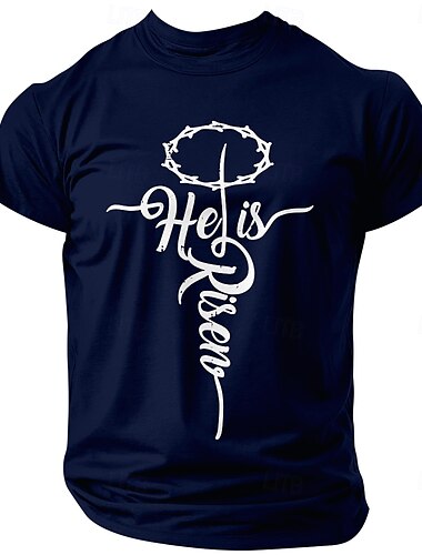 Ostern Herren Jesus T Shirt 100% Baumwolle Kurzarm Grafik Hemd Schwarz Weiß Dunkel Blau Bequemes T-Shirt Urlaub Straße Modedesigner-Kleidung