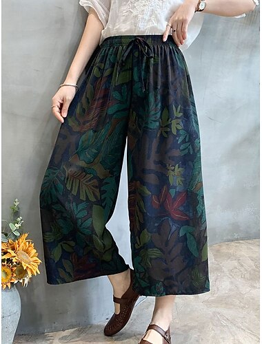  Damen Frech Chinesisch Chino Modisch Strassenmode Knöchellänge Hoher Taillenbund Graphic Tasche Elastischer Bund Bequem Weich Komfortabel Mikro-elastisch Outdoor Strasse Schwarz Braun Grün Sommer