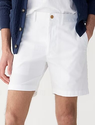  Herren Shorts Kurze Hosen Chino Bermuda Shorts Bermudas Arbeitsshorts Tasche Gerade geschnitten Glatt Komfort Feuchtigkeitsableitung Knielänge Outdoor Geschäft Täglich Modisch Strassenmode Wei