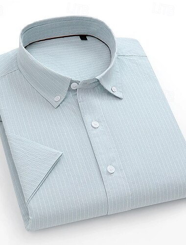  Herren Oberhemd Hemd Oxford Hemd Bügelfreies Hemd Gestreiftes Hemd Hochzeit Outdoor Hellgrün Blau Grün Langarm Kentkragen Sommer Frühling Bekleidung