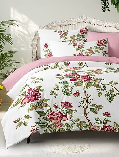 blommönster påslakanset set mjukt 3-delat lyxigt sängset i bomull heminredning present king queen påslakan