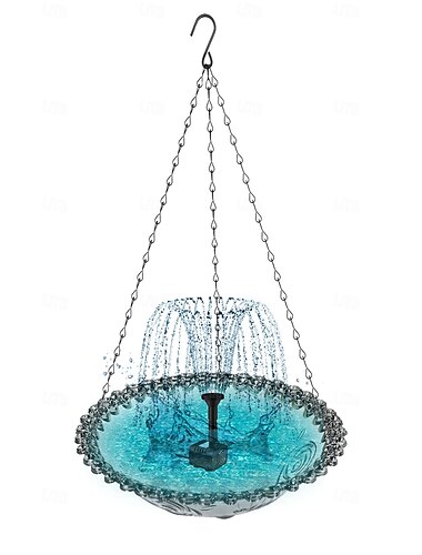  hängendes Vogelbad mit Solar-Springbrunnenpumpe, Vogelbad für draußen, Solar-Vogelbad, multifunktionales Becken, Kolibri-Futterspender für Vögel, für Hinterhof, Terrasse, Garten, Hofdekoration
