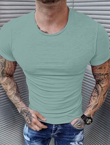  Per uomo Maglietta Manica Corta Girocollo Estate Primavera Stile Classico Nero Bianco Verde Maglietta Top per Uomo