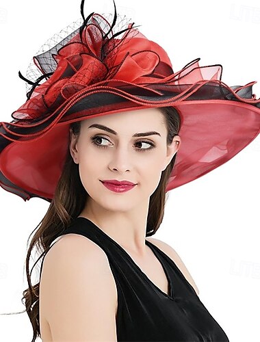  Cappello derby kentucky 2025 per donna, velo in organza, fascinator di piume per tea party, cappello da sole con protezione UV per chiesa