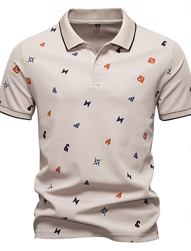  Herren Polo Strick-Polopullover Formell Arbeit Umlegekragen Kurzarm Buchstaben & Zahlen Knöpfe Sommer Weiß Grün Beige Polo