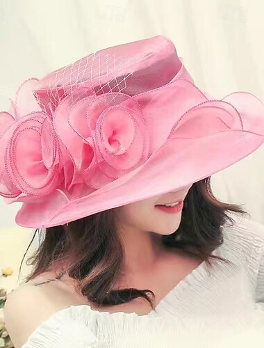  Kentucky Derby Hut für Damen, Kirchenkleid, breite Krempe, Blattblume, Brautpartyhut
