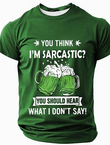  St. Patrick Herren Shamrock Irish T-Shirt Kurzarm T-Shirt 3D-Druck Rundhals Shirt Designer Freizeit Party Feiertag Club Schwarz Blau Grün Sommer Frühling Bekleidung S M L XL XXL XXXL