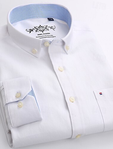  Hombre Camisa Camisa para Vestido Abotonar la camisa Plano Boda Fiesta Negro Blanco Rosa Azul Marino Manga Larga Diseño Primavera Otoño Ropa Bolsillo
