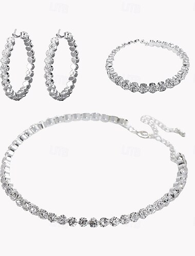  Brautschmuck-Sets 1 Aleación 1 Armreif Ohrringe Halsketten Damen Stilvoll Luxus Niedlich Freude Geometrische Form Schmuck-Set Für Party