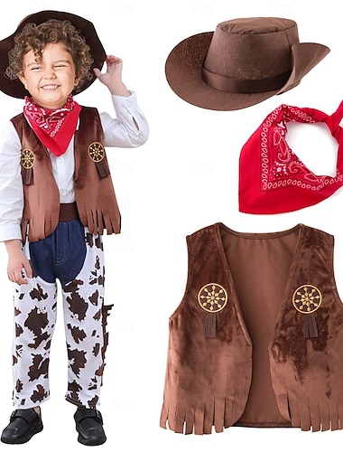  Cow-boy Costume de Cosplay Tenue Enfant Garçon Fille Cosplay Utilisation Soirée Halloween Carnaval mardi Gras Costume de carnaval facile