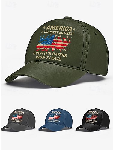  Baseballkappe mit amerikanischer Flagge – verstellbar, Baumwollstoff, patriotisches Design, erhältlich in Oliv, Grau, Blau, Schwarz, für Männer und Frauen, ideal für die Freizeit, Outdoor-Aktivitäten und den Urlaub