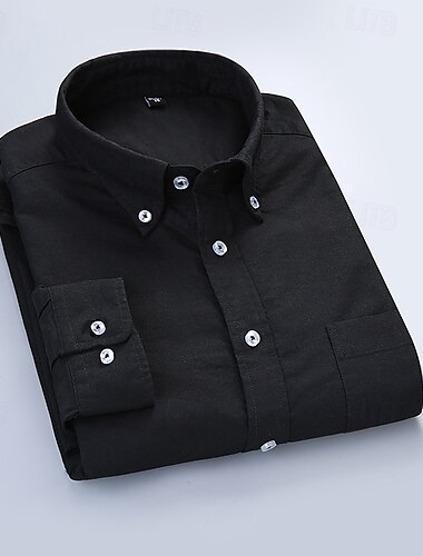  Homens Camisa Social Saia camisa de botão Côr Sólida Casamento Festa Preto Branco Verde Claro Rosa Manga Longa Lapela Primavera Outono Roupa Bolsos