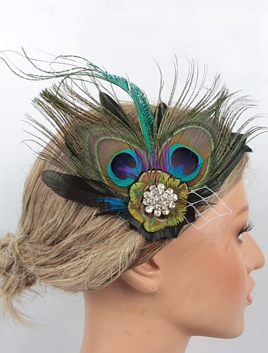  Retro Vintage 1920er Kopfschmuck Maskerade Kopfschmuck Der große Gatsby Charleston Feder Damen Halloween Karneval Maskerade Cocktailparty Abschlussball Hochzeitsfeier Teenager Erwachsene Kopfbedeckung